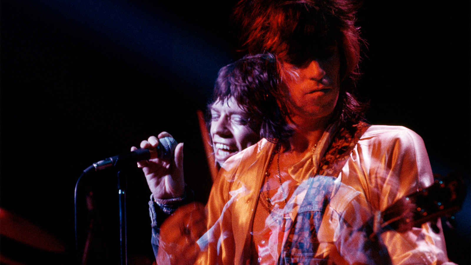 Mick Jagger and  Keith Richards, double exposure, 1972