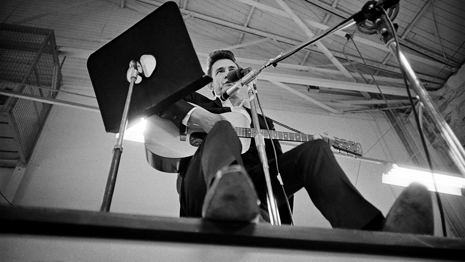 Johnny Cash performing on stage Folsom Prison, 1968