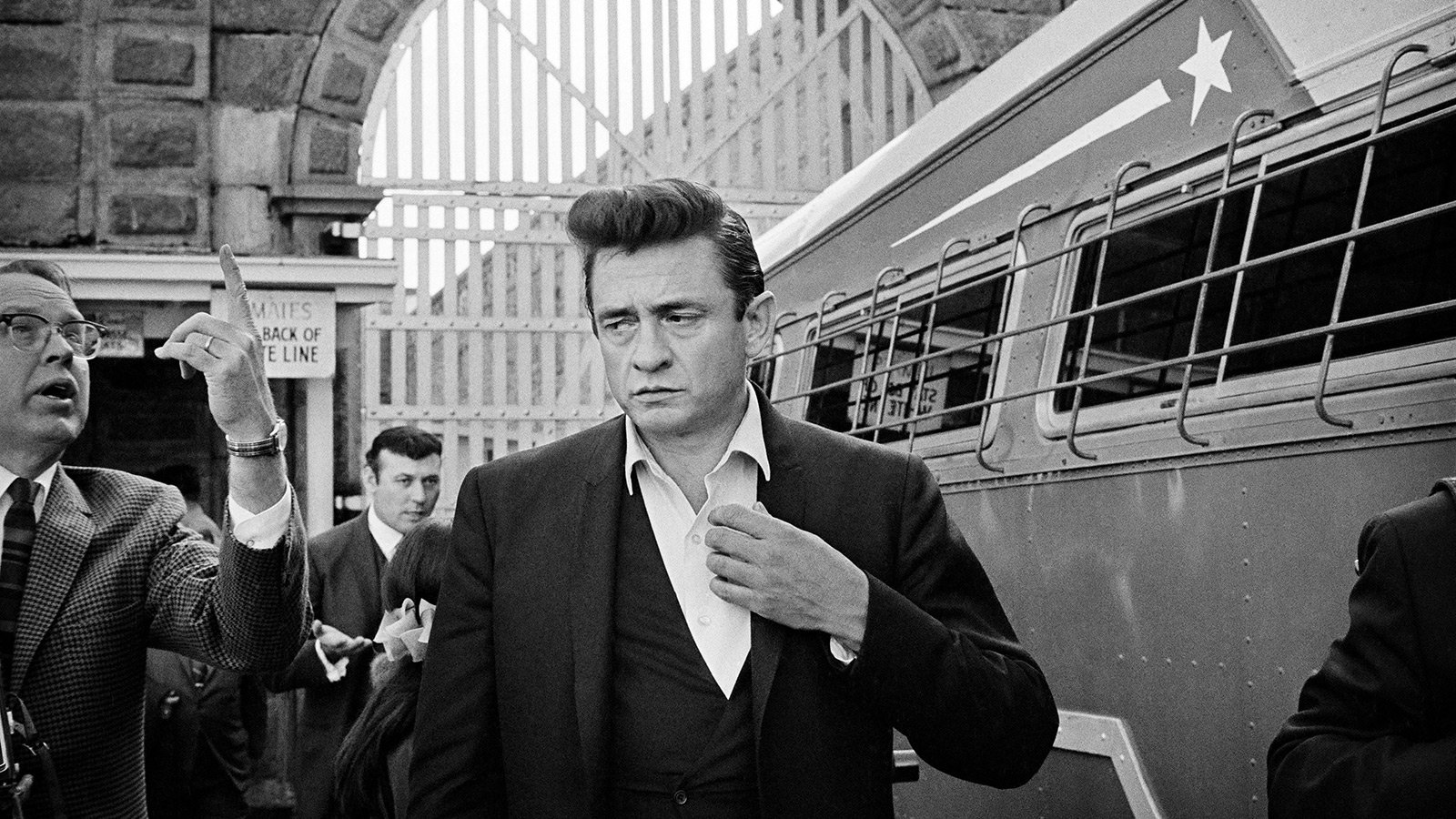 Johnny Cash arriving at Folsom Prison