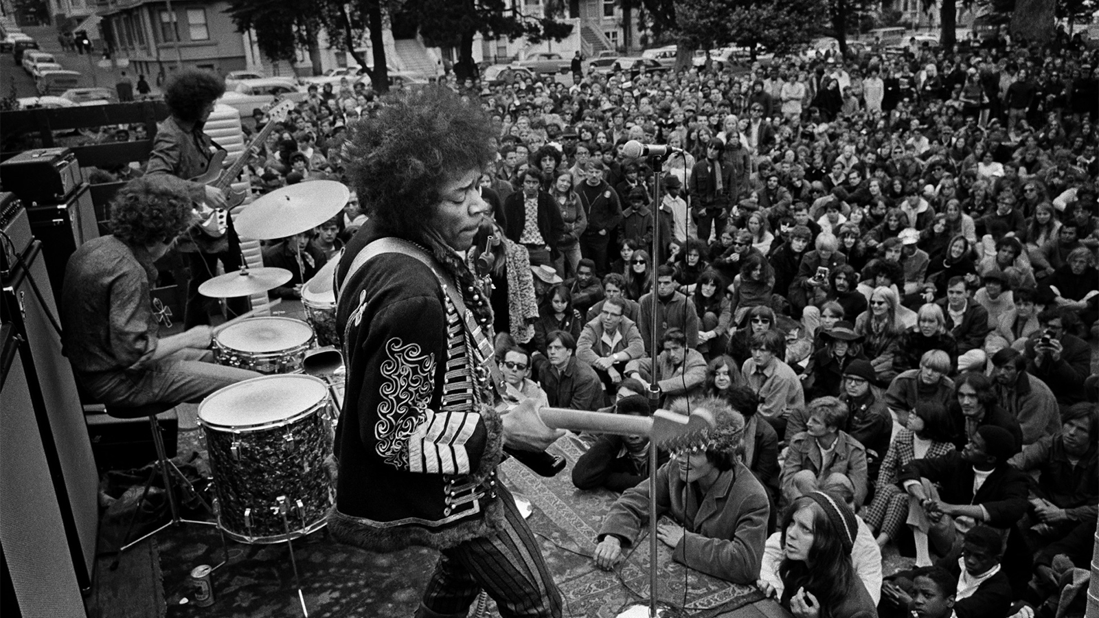 Jimi Hendrix, free concert in the Panhandle, San Francisco, 1967