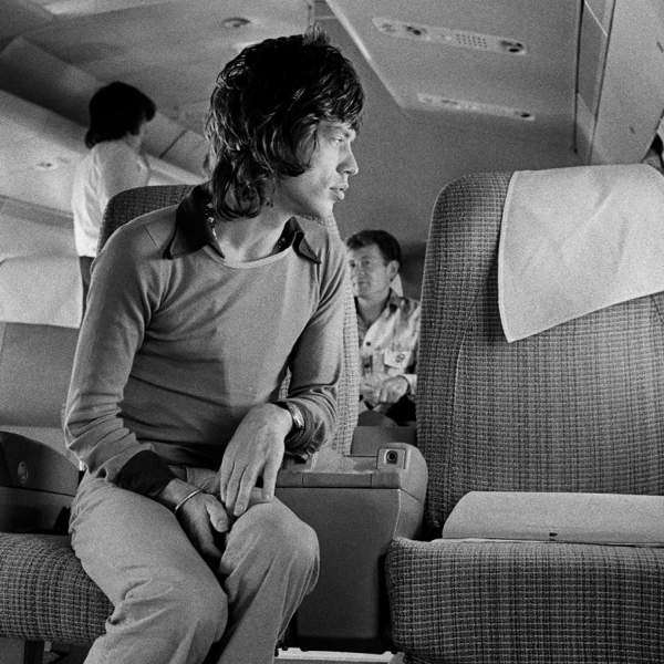 Mick Jagger on airplane to San Diego, 1972