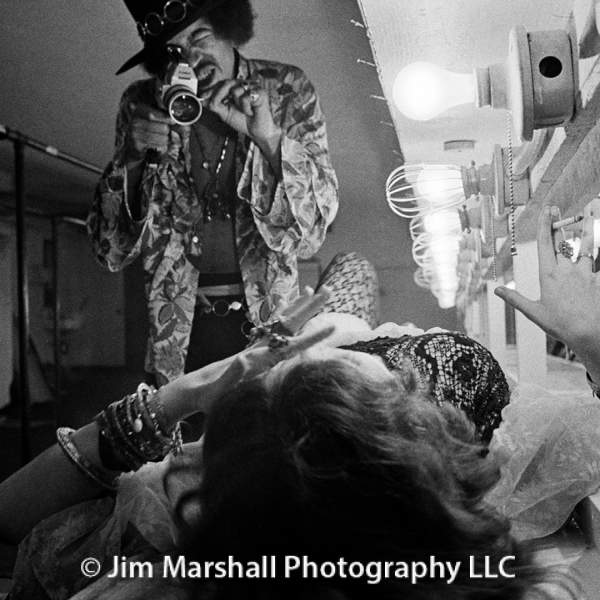 imi Hendrix filming Janis Joplin backstage at Winterland, San Francisco, 1968