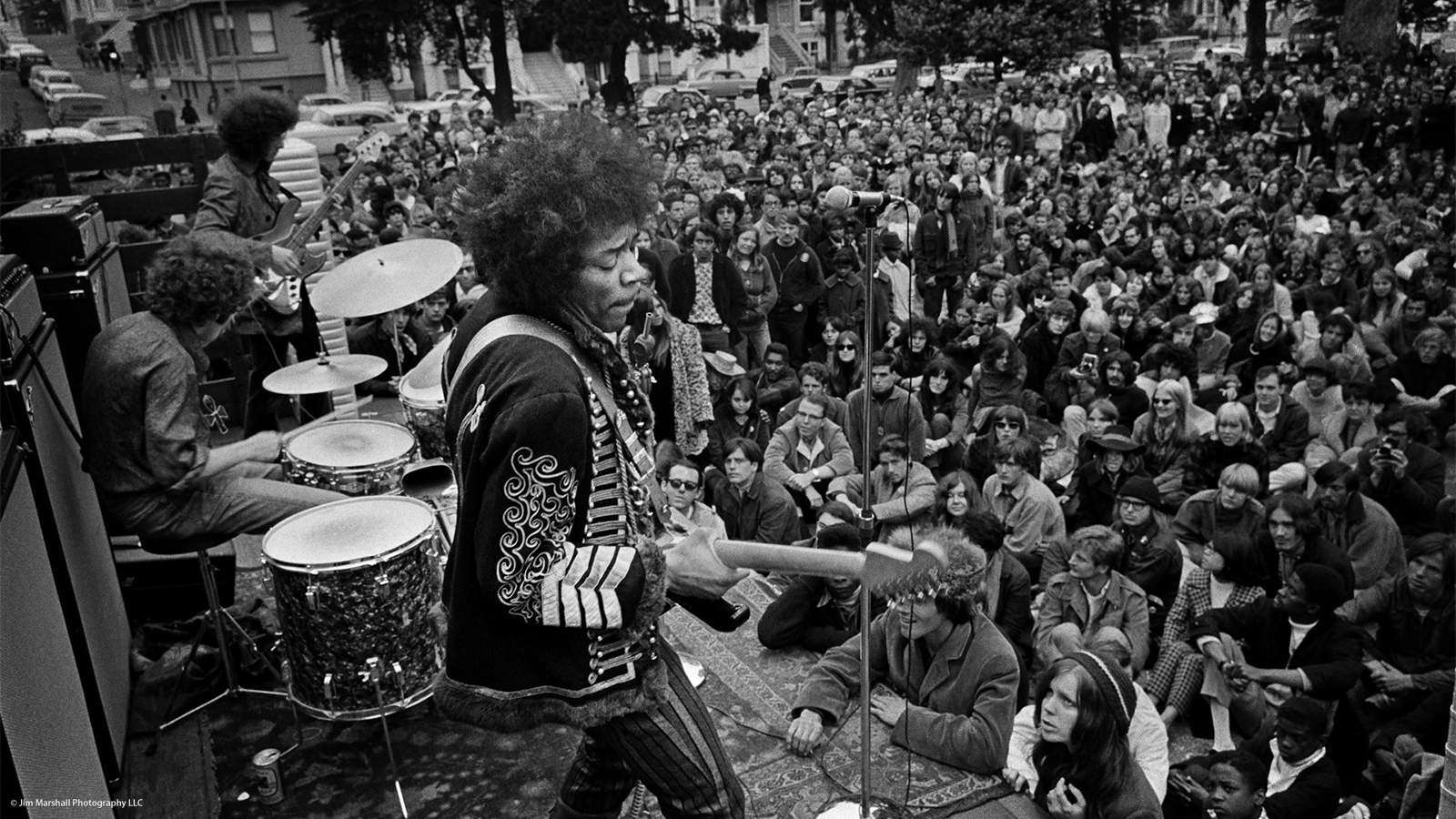 Jimi Hendrix, free concert in the Panhandle, San Francisco, 1967
